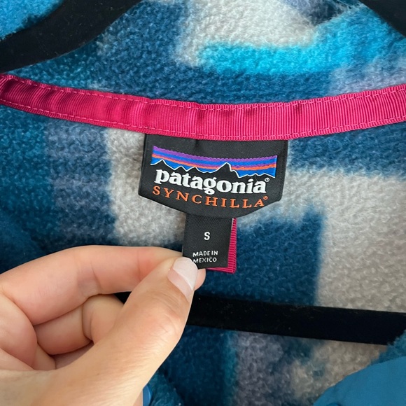 Patagonia Women 's Synchilla T Snap Pullover Fleece Multi Blue Size Small Rare - Picture 8 of 10